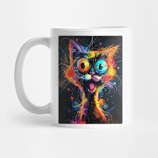 Surprised Cat Painting Colorfull Pop Art Design For Cat Onwer Mug